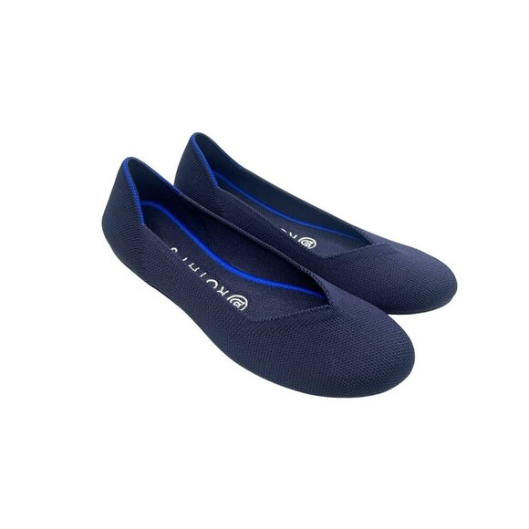 Rothy's Flat Ballet Shoes Navy Blue Ladies Size 7 Slip On Style - Picture 1 of 10